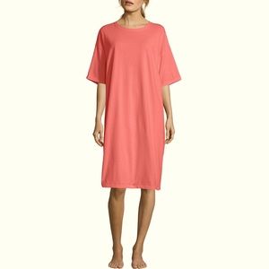NEW Hanes One Size Coral T-shirt Dress / Gown